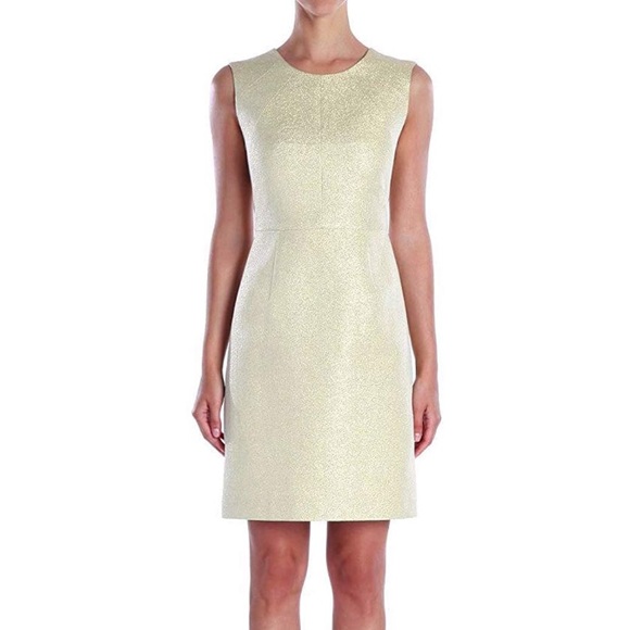 Shoshanna 'Mabel' Sleeveless Gold Jacquard Dress